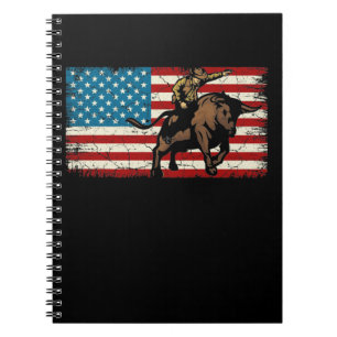 Rodeo Bull Rider Patriotic American Flagga Cowboys Anteckningsbok