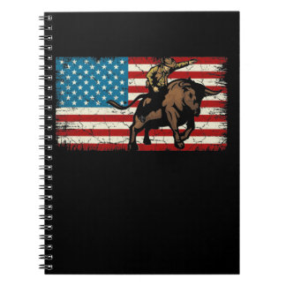 Rodeo Bull Rider Patriotic American Flagga Cowboys Anteckningsbok