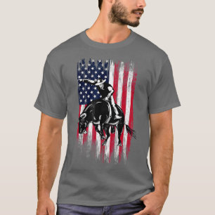 Rodeo Bull Rider Patriotic American Flagga Cowboys T Shirt