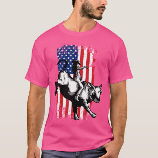 Rodeo Bull Rider Patriotic American USA flagga för T Shirt
