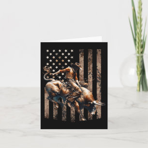 Rodeo Bull Rider Patriotic Cowboy USA flagga Deser Kort