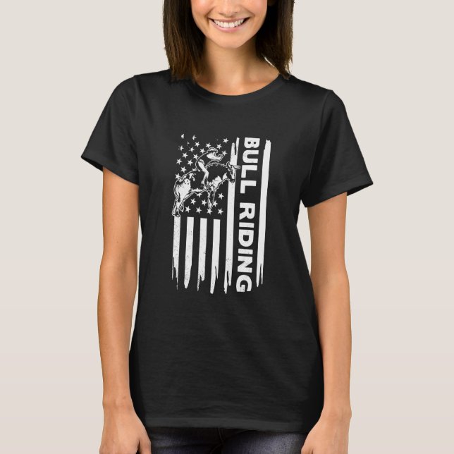 Rodeo bull rider US flag graphic concept T Shirt (Framsida)