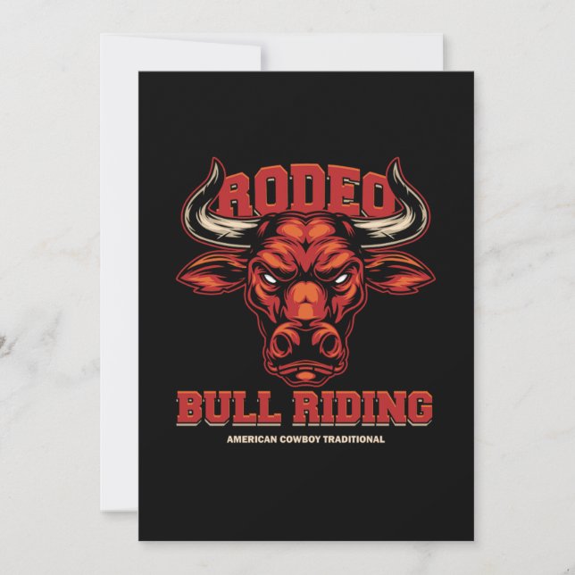 Rodeo Bull Riding Cowboy Westernare Land Gift Inbjudningar (Framsida)