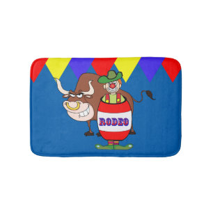 Rodeo clown in Barrel and Bull Western Bath Decor Badrumsmatta