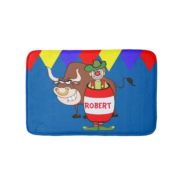 Rodeo Clown in Barrel och Bull Personalize Badrumsmatta (Framsidan)