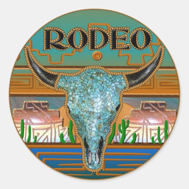 Rodeo Concho Stickers Runt Klistermärke (Framsida)