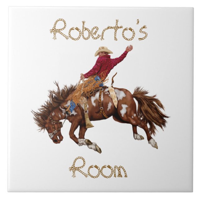 Rodeo Cowboy Barnrum  Kakelplatta (Framsidan)