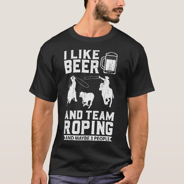 Rodeo Cowboy Barrel Tävla Team Roping Horseback R T Shirt (Framsida)