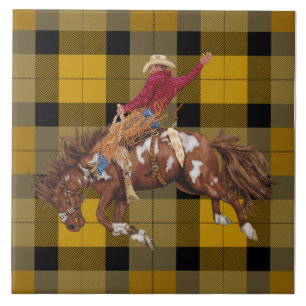 Rodeo Cowboy Bronco Busting på Play Kakelplatta