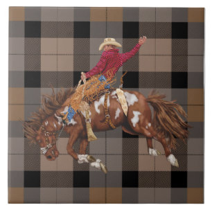 Rodeo Cowboy Bronco Busting på Play Kakelplatta