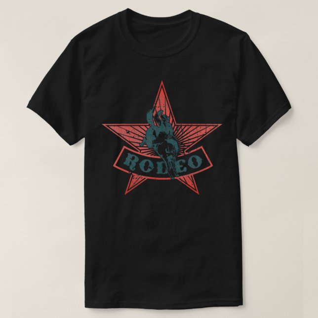 Rodeo Cowboy Bronco Horse Retro Stil T Shirt (Design framsida)