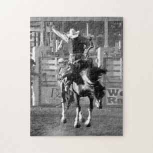 Rodeo Cowboy Buckande Häst 8 Sekunder För Att Säkr Pussel