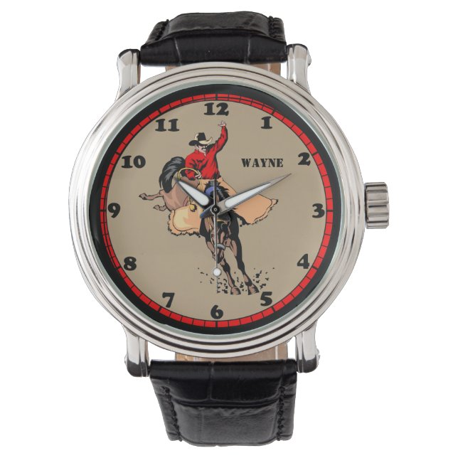 Rodeo Cowboy Bull Rider Anpassningsbar eWatch Watc Armbandsur (Framsida)