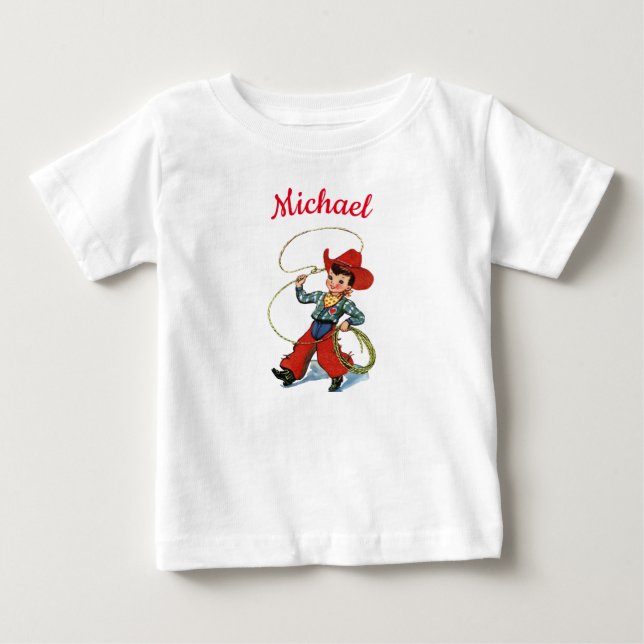 Rodeo cowboy med lassorep personlig namn t shirt (Framsida)