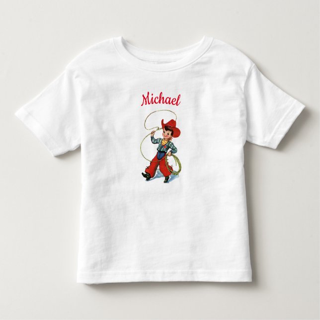Rodeo cowboy med lassorep personlig namn t shirt (Framsida)