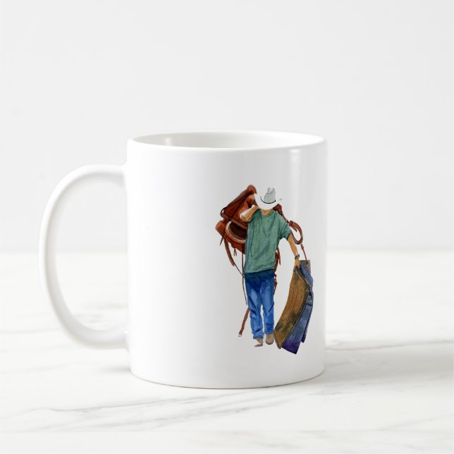 Rodeo Cowboy med Tack Kaffemugg (Vänster)