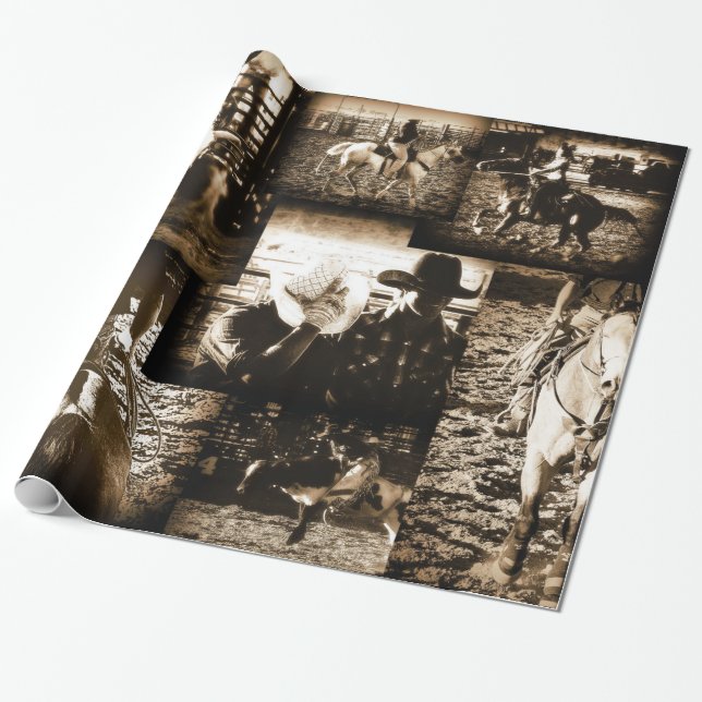 Rodeo Cowboy Rustik Country Western Presentpapper (Utrullad)