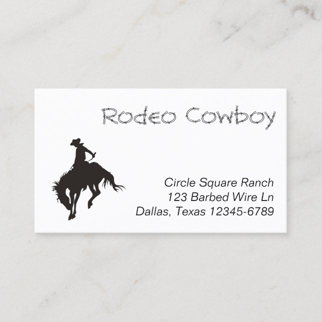 Rodeo Cowboy Silhuett Visitkort (Framsida)