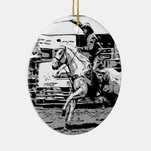 Rodeo Cowboy - Steer Roping Event Julgransprydnad Keramik