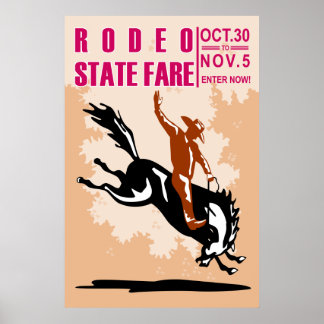 rodeo cowboyrickande bronco poster