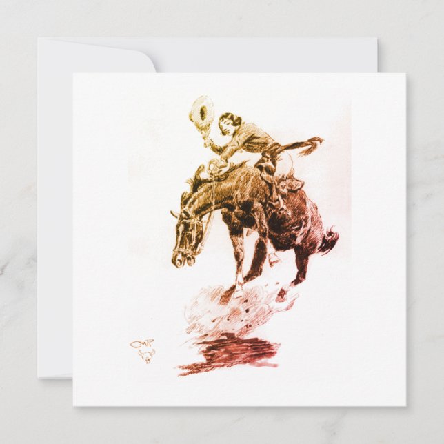 Rodeo Cowgirl (av C.M. Russell) Inbjudningar (Framsida)
