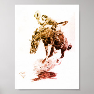 Rodeo Cowgirl (av C.M. Russell) Poster