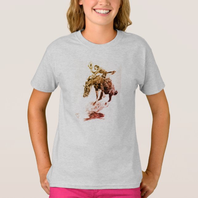 Rodeo Cowgirl (av C.M. Russell) T Shirt (Framsida)