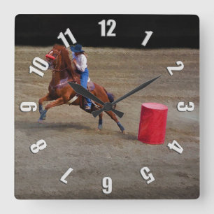Rodeo Cowgirl Barrel-Tävla Western ThLED Clock Fyrkantig Klocka