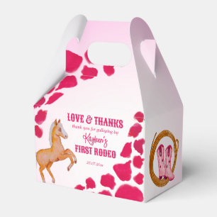 Rodeo cowgirl födelsedag rosa kon mönster pony presentaskar