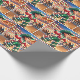 Rodeo Cowgirl Kid Twirling jul Ljus Presentpapper