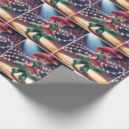 Rodeo Cowgirl Kid Twirling jul Ljus Presentpapper