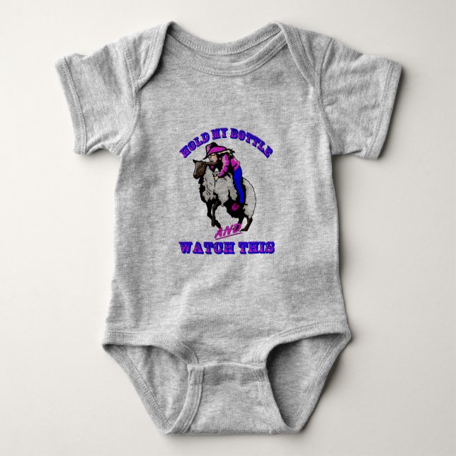 Rodeo Cowgirl Mutton Bustin’ Flaska bevaka detta Tee Shirt (Framsida)
