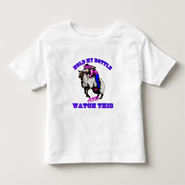 Rodeo Cowgirl Mutton Bustin’ Flaska bevaka detta Tee Shirt (Framsida)