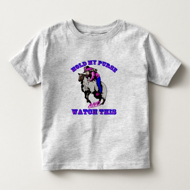 Rodeo Cowgirl Mutton Bustin’ Purse Watch this T-shirt (Framsida)
