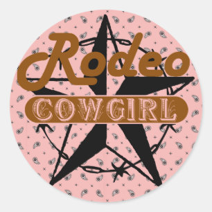 Rodeo Cowgirl Rosa Bandanna Star Barbed Wire Runt Klistermärke