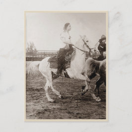 Rodeo Cowgirl Vintage Photo Vykort
