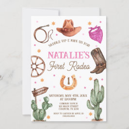 Rodeo Cowgirl western Birthday Party Invitation Inbjudningar