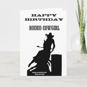 "Rodeo Cowgirl" Westernt födelsedagskort Kort