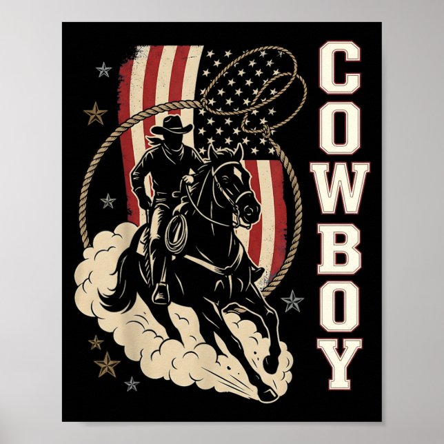 Rodeo Daddy Cowboy Patriotisk Amerikansk Western F Poster (Framsidan)