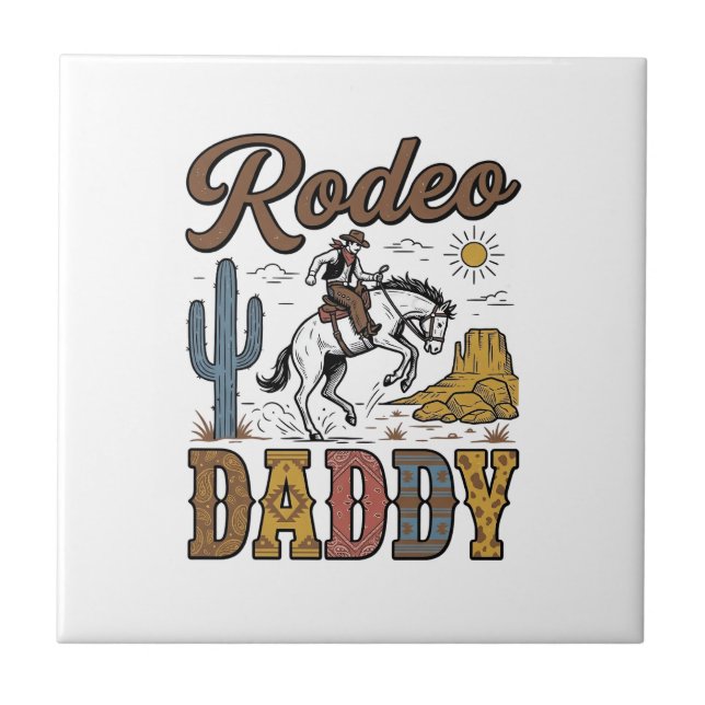 Rodeo Daddy Vintage Western Cowboy Shirtsdesign_1 Kakelplatta (Framsidan)
