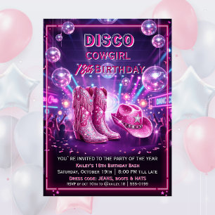 Rodeo Disco Cowgirl 18-årsfirande Inbjudningar