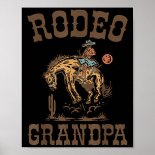 Rodeo Farfar Cowboy Cowgirl Födelsedag Familj Matc Poster