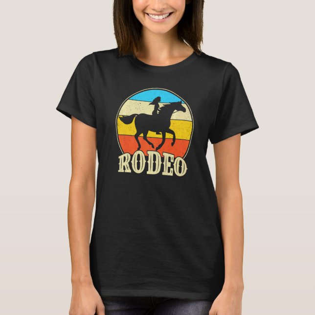 Rodeo  Flickor Häst Ridning Västerländska Landsfli T Shirt (Framsida)