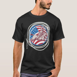 Rodeo Freedom: Patriotic Calf Roping Cowboy T Shirt