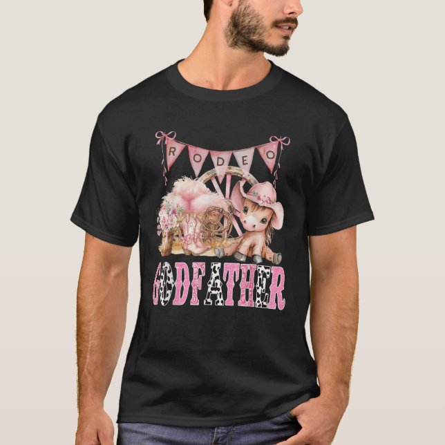 Rodeo GodFader Rosa Coquette CowGirl 1St Birthday T Shirt (Framsida)