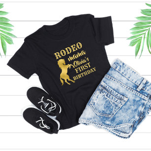 Rodeo mamma Första rodeo party guld-hästfödelsedag T Shirt