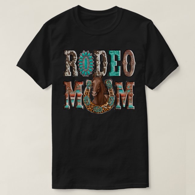 Rodeo Mamma Horseshoes Western Cowhide Mamma Leopa T Shirt (Design framsida)