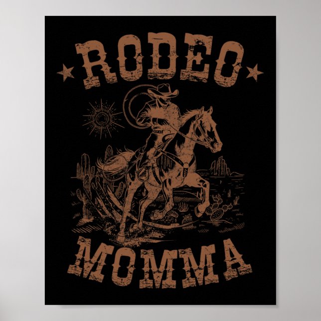 Rodeo Momma Westerna Cowboyfamiljen Matching Mor' Poster (Framsidan)