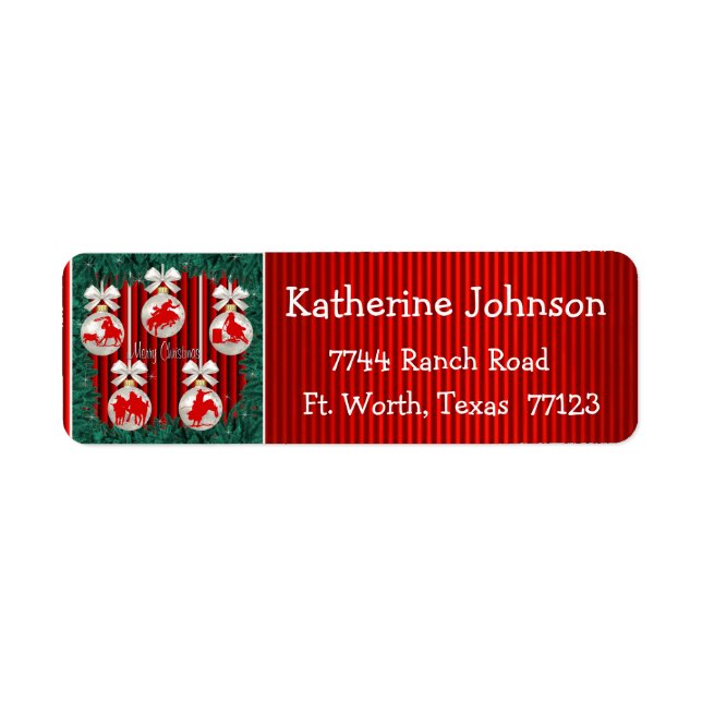 Rodeo Ornaments on Red Helgdag Adressetiketter 2 Returadress Etikett (Framsidan)