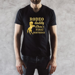Rodeo pappa Första rodeo party guld-hästfödelsedag T Shirt